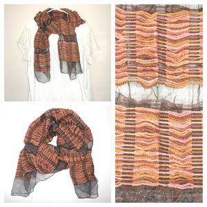 Camomilla Italia Scarf Brown Mauve Pink Orange Grey Black Long Yarn Boho S56